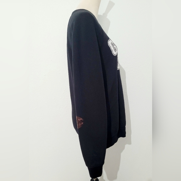 Love Bambi Black "Game Day" Sweatshirt Size Large Elbow Patch Football Sequin - Picture 4 of 10